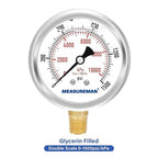 MEASUREMAN 2-1/2" Dial Size, Glycerin Filled Pressure Gauge, 0-1500psi/kpa - Image 3