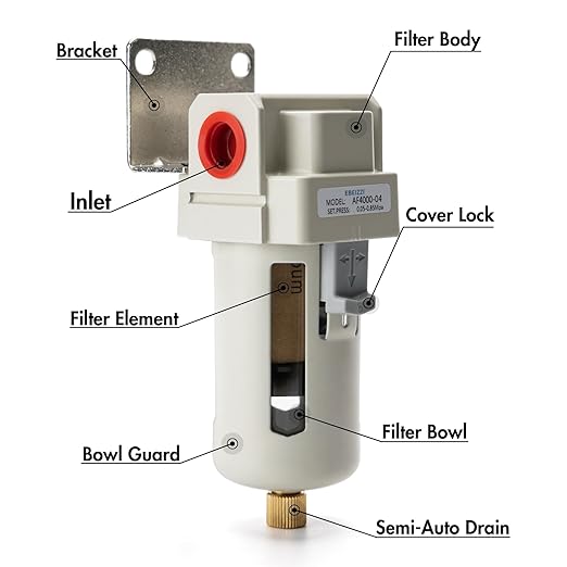 1/2" NPT Air Dryer for Compressor | Compressed Air Line Filter | 5 Micron Brass - Image 3