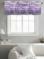 Kitchen Valances for Window, Retro Lavender on Farm Wood Grain Light Filtering - Image 7