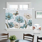 Blue Tulips Bedroom Curtains 63 Inch Length, Window Curtains Tab Top, - Image 4