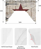 Village Stars Swag Kitchen Curtains Valance and Tier Set, Vintage Dark Red Star - Image 6