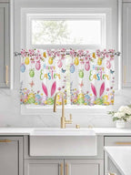Happy Easter Half Window Curtain 36 Inches Long, Spring Watercolor Bunny Eggs - Image 3