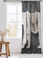 Sheer Curtains 84 Inches Long, Farmhouse Country Vintage Wood Grain Privacy - Image 3