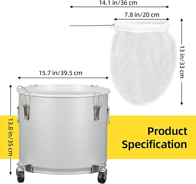 PioneerWorks Fryer Grease Bucket 10 Gal, Coated Carbon Steel Oil Filter Pot - Image 5