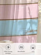 Sheer Curtains 63 Inch Length, Farmhouse Country Shabby Striped Privacy Voile - Image 6