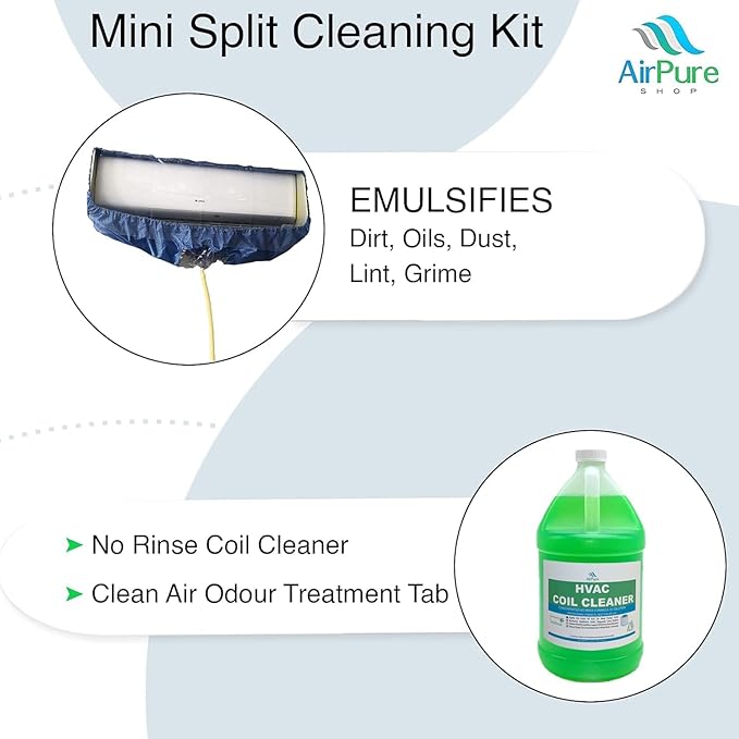 Mini Split Cleaning Kit with 3.78L No-Rinse Coil Cleaner, Odor Treatment Tab & - Image 7