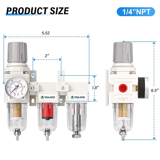 TAILONZ PNEUMATIC 0-150PSI 1/4 Inch NPT Grade 3 Stage Air Drying System - Image 2