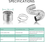 Ventilation Kit, 4 Inch Inline Fan 200 CFM Exhaust Blower, 4 Inch Carbon Fiber - Image 4