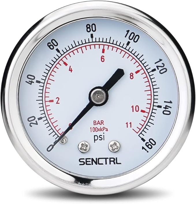 SENCTRL 0-160 Psi Pressure Gauge, 1/4 NPT Back Mount, Waterproof, Stainless by senctrl