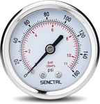 SENCTRL 0-160 Psi Pressure Gauge, 1/4 NPT Back Mount, Waterproof, Stainless by senctrl