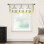 Lemon Dwarfs Sheer Valance Curtains, Gnome Green Leaf Wood Striped Black Plaid - Image 5