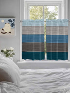 Retro Farm Blue Gray Wood Grain Window Valance Curtains, Rustic Wooden Plank - Image 4