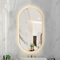 Oval LED Illuminated Bathroom Mirror, Wall-mounted Vanity Makeup Mirror by Unknown