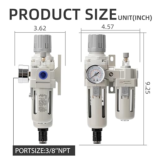 Air Pressure Regulator with Pressure Gauge, Water Separator - Image 3