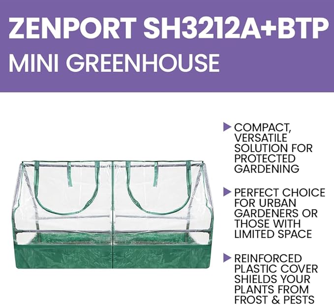 Zenport SH3212A+BTP Garden Raised Bed and Cold Frame Greenhouse Cloche - Image 3