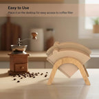 Cone Coffee Filter Holder for Counter, Bamboo Coffee Filter Storage Container - Image 6
