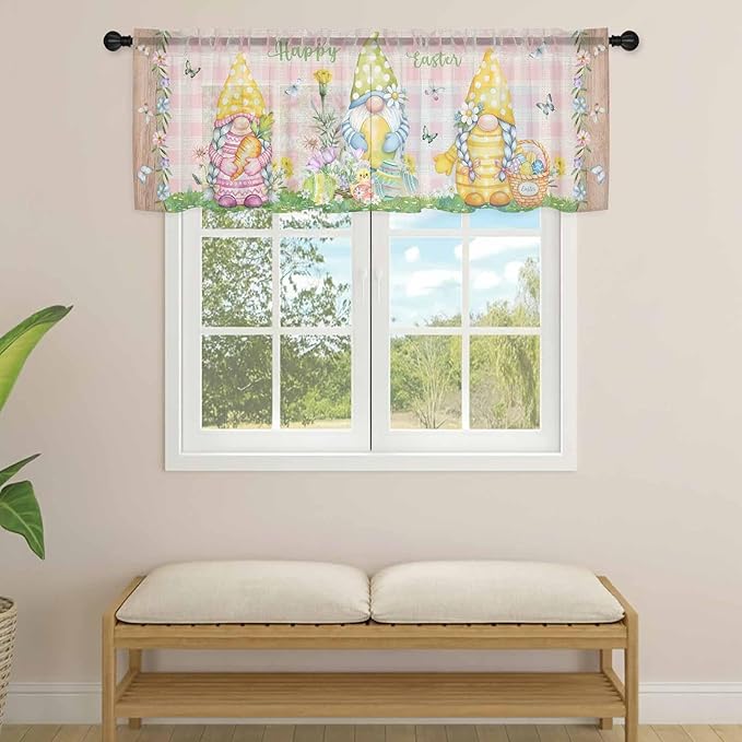 Happy Easter Sheer Valances for Windows 42"x12", Light Filtering Kitchen - Image 4