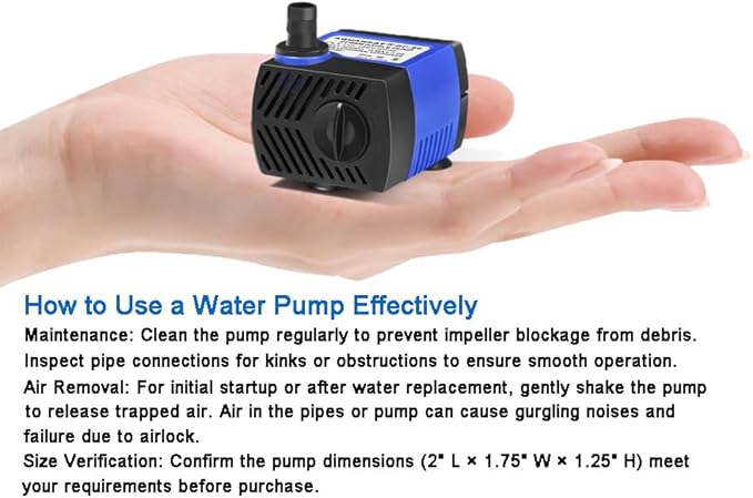AQUANEAT Small Fountain Pump, 80 GPH Mini Submersible Water Pump - Image 5