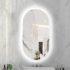 Oval LED Illuminated Bathroom Mirror, Wall-mounted Vanity Makeup Mirror by Unknown