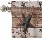 Kitchen Curtains Tiers and Valance Set of 3, Rustic Star Brown Light Filtering - Image 5