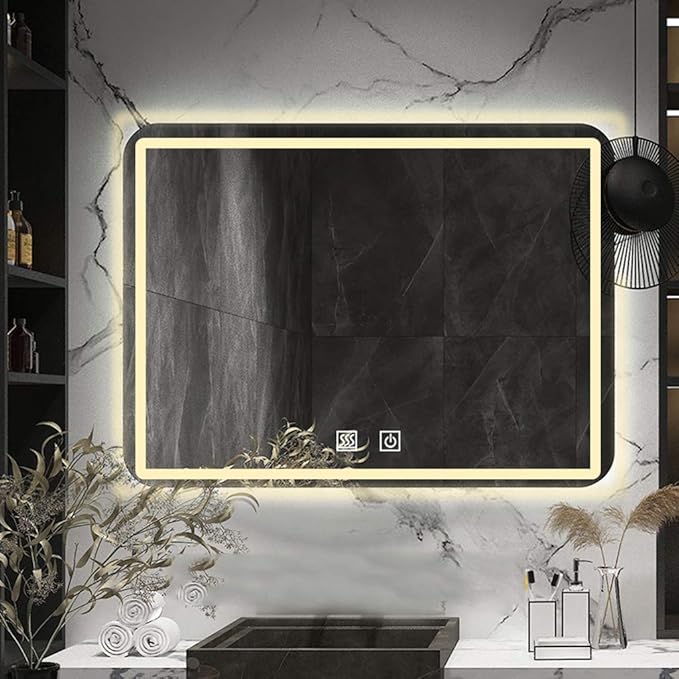 Rectangle Bathroom Mirror with Lights Touch Control Switch Demister Pad - Image 3