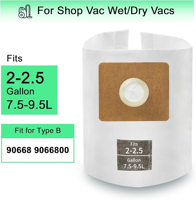 5 Pack Micro Shop VAC Bags 2-2.5 Gallon, Type B 90668 9066800 9066833, All - Image 3