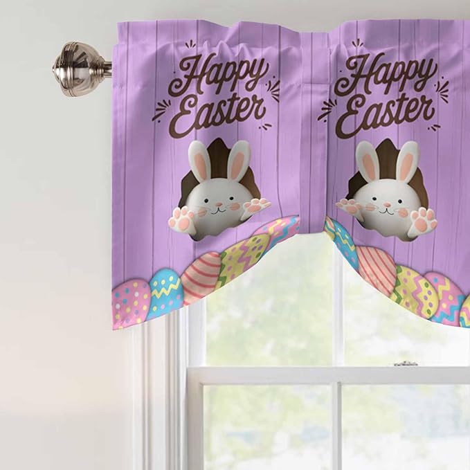 Purple Easter Tie Up Valance Curtains - Image 4