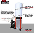 Bucktool 1.5HP Portable Dust Collector, 1100 CFM Workshop Dust Extraction - Image 3
