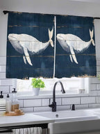 Sheer Curtains 54 Inch Length, Ocean Whale Blue Semi Sheer Curtains Light - Image 5