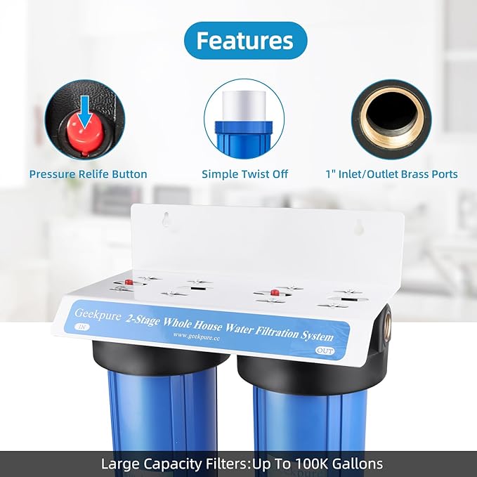 Geekpure 2 Stage Whole House Water Filter System - Image 3
