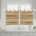 Light Brown Wood Grain Kitchen Curtains 24 Inch Length, Small Window Curtains - Image 3