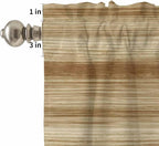 Kitchen Curtains Tiers and Valance Set of 3, Light Brown Wood Grain Light - Image 5