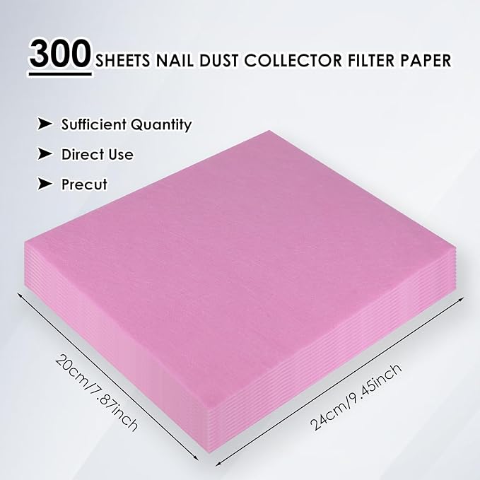 300 Sheets Nail Dust Collector Filter Paper: Disposable Dust Vacuum Filter - Image 2