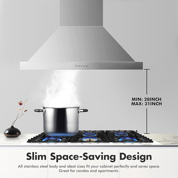 48 inch Wall Mount Range Hood Vent Convertible Vent 800CFM Stainless Steel - Image 8