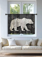 Sheer Curtains 54 Inch Length, Farmhouse Country Rustic Wooden Grain Privacy - Image 4