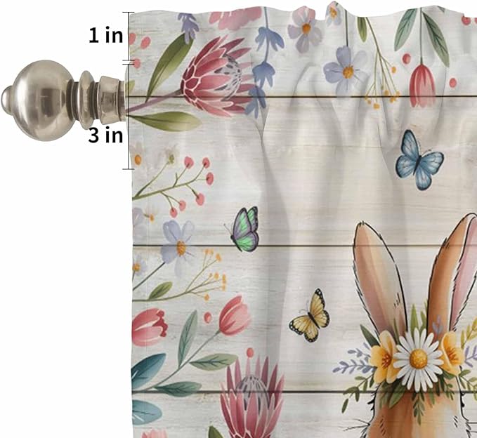 Kitchen Curtains Tiers and Valance Set of 3, Easter Light Filtering Window - Image 5
