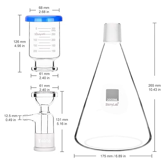 stonylab Glass Filtration Apparatus, Borosilicate Glass Vacuum Filtration - Image 3