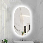 Oval LED Illuminated Bathroom Mirror, Wall-mounted Vanity Makeup Mirror by Unknown