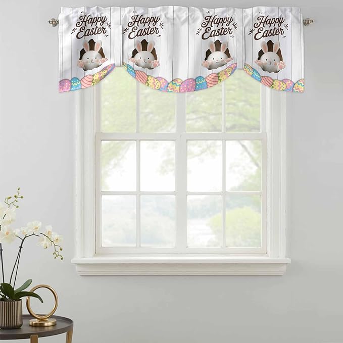Grey Easter Tie Up Valance Curtains - Image 2