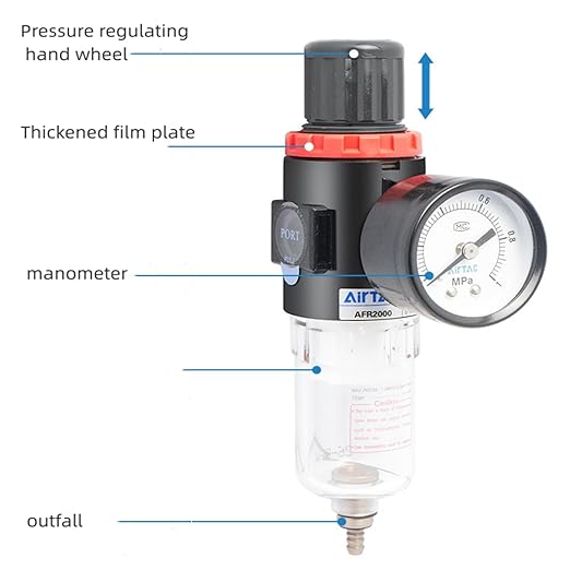 Compressed Air Pressure Filter Regulator Airtac AFR2000 1/4'' NPT 0-140 PSI - Image 4