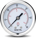 SENCTRL 0-60 Psi Pressure Gauge, 1/4 NPT Back Mount, Waterproof, Stainless by senctrl