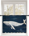 Sheer Curtains 45 Inch Length, Ocean Whale Blue Semi Sheer Curtains Light by Unknown