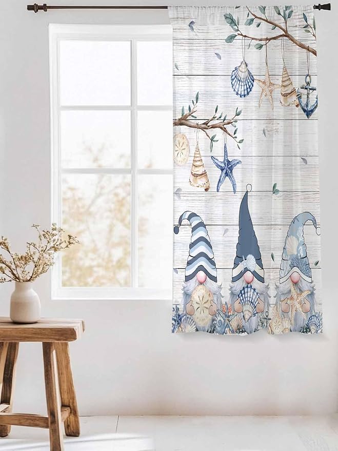 Sheer Curtains 72 Inches Long, Coastal Eucalyptus Semi Sheer Curtains Light - Image 3