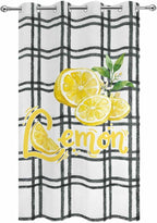 Lemon Outdoor Curtains for Patio Lemon Leaves Summer Plaid Buffalo Waterproof - Image 9