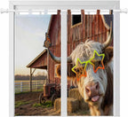 Farm Yaks Bathroom Curtains 63 Inch Length, Window Curtains Tab Top, Farmhouse by Unknown
