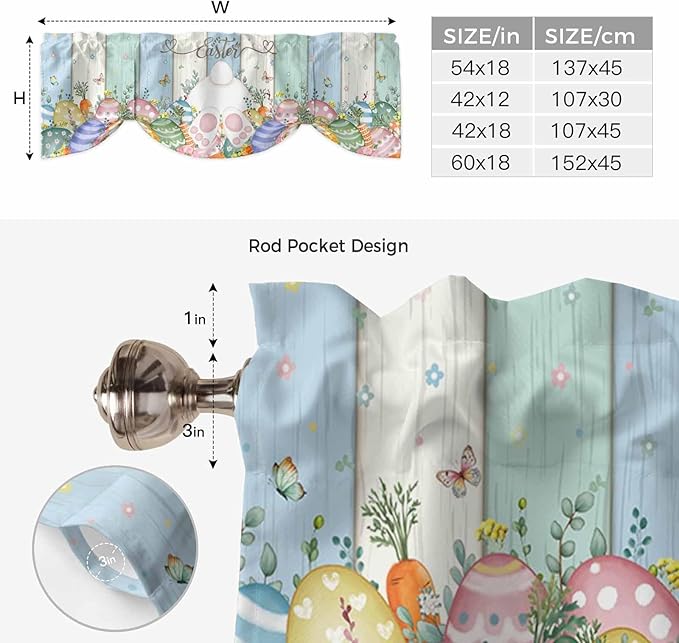 Easter Tie Up Valance Curtains for Windows, Kitchen Curtains Window Shades - Image 6