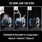 Cold Air Intake Filter, High Performance, Washable Filter, Clamp-On Replacement - Image 5