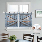 Farmhouse Wood Grain Kitchen Curtains 24 Inch Length, Small Window Curtains Tab - Image 4