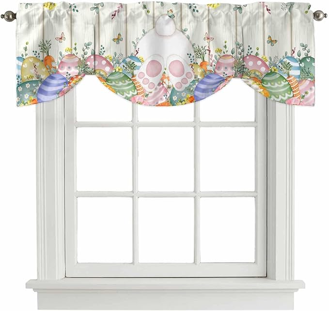 Easter Tie Up Valance Curtains for Windows, Kitchen Curtains Window Shades by Unknown