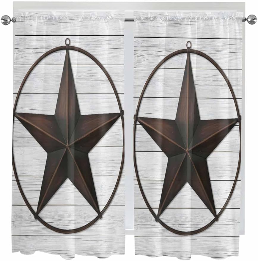 Vintage Farm Western Star Window Valance Curtains, 2 Panel - Image 9